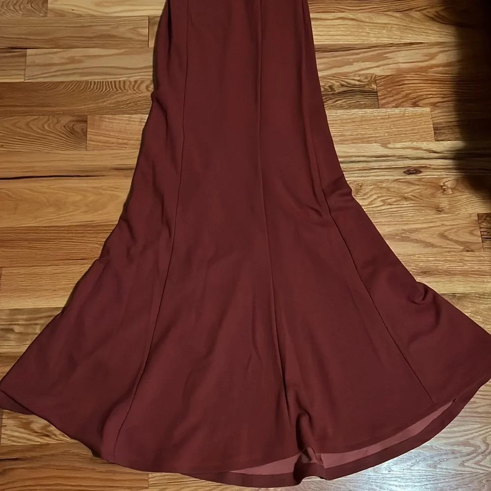 Crepe Tank Mermaid Dress with Back Knot - Picture 4 of 8